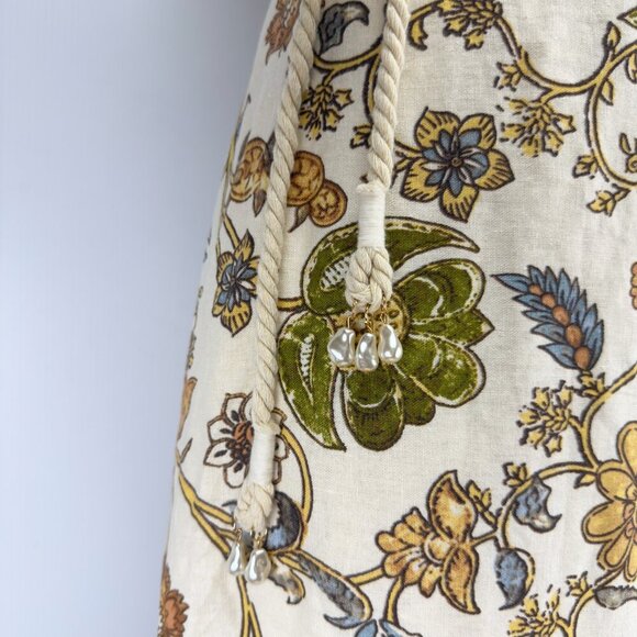 NEW* HOUSE OF HARLOW 1960 Linen Blend Floral Boho Beige Red Blue Maxi Skirt sz S - Picture 5 of 12